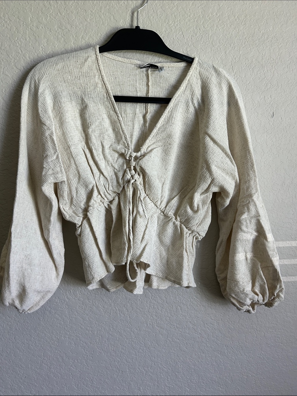 ASOS Cream Tie-Front Peasant Blouse - Women